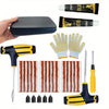 Portable Car Tire Puncture Repair Kit T-Handle Tools Glue Strips Universal for Truck Motorcycle RV Roadside Safety